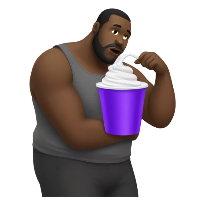 big fat black man sipping on purple drink in white cup sticker