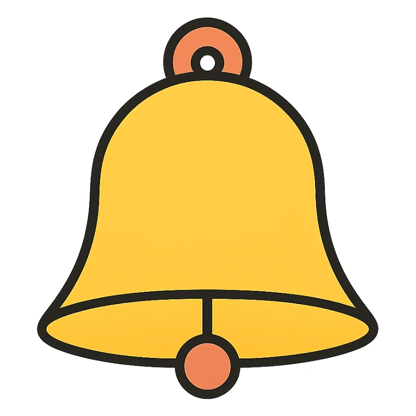 bell icon, clean and modern, color outline style sticker