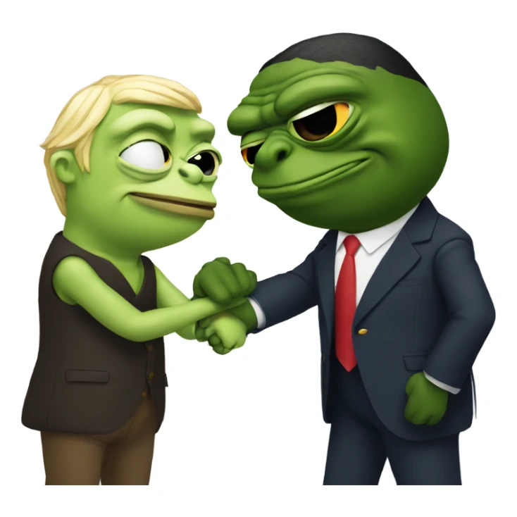 pepe and trump holding hands sticker