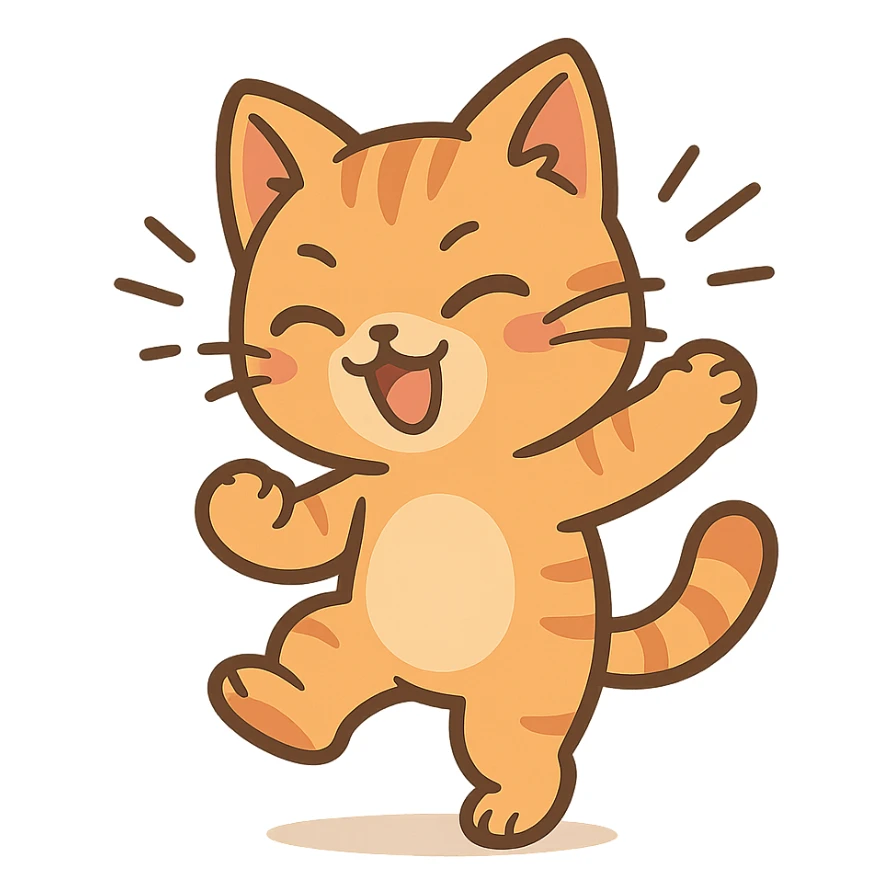 dancing cartoon cat, energetic style sticker