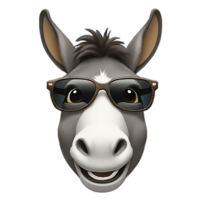Donkey smiling showing teeth and wearing sunglasses sticker