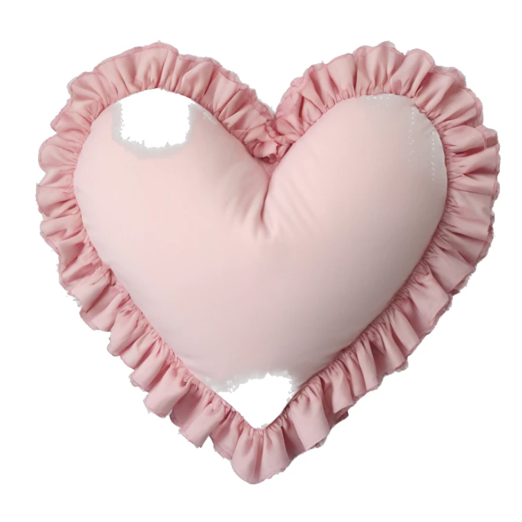 Shabby chic print heart shaped baby pink pillow with ruffles sticker