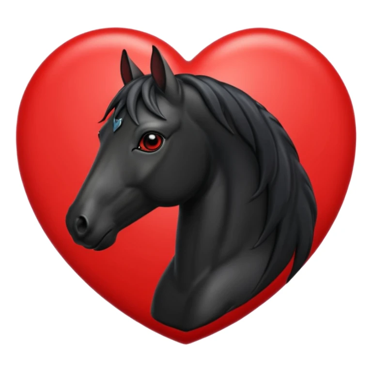 Black Horse centered within a red heart emoji sticker