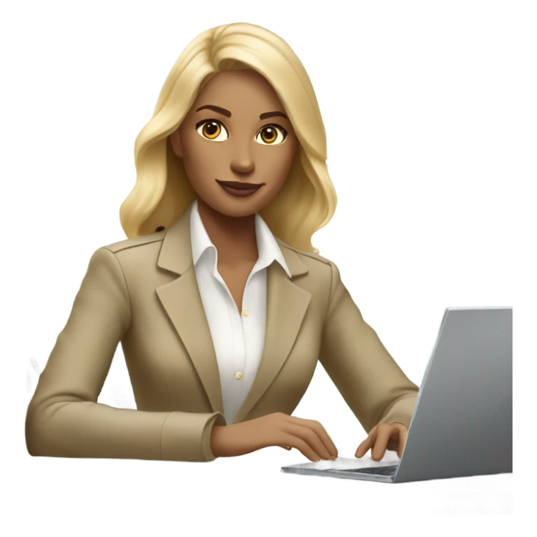 Blonde Ralph lauren women working at desk with lap top sticker