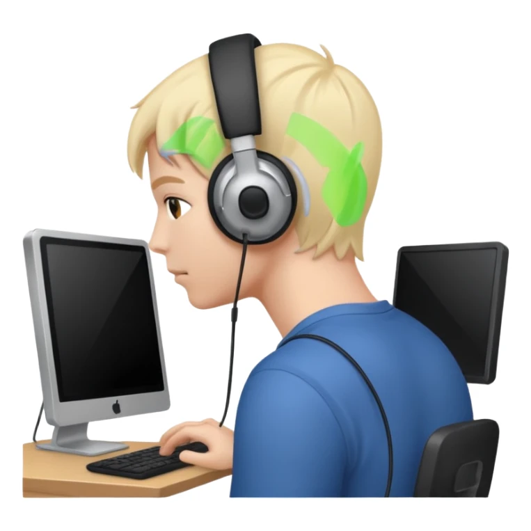 person at their computer in a call, pov from behind, we can see the screen  sticker