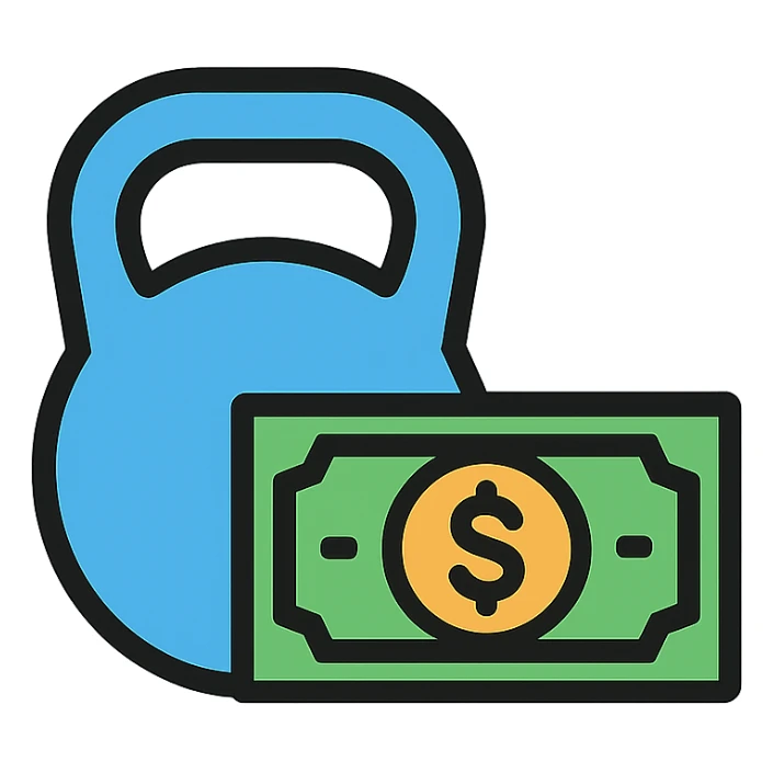 modern icon style kettlebell and money sticker