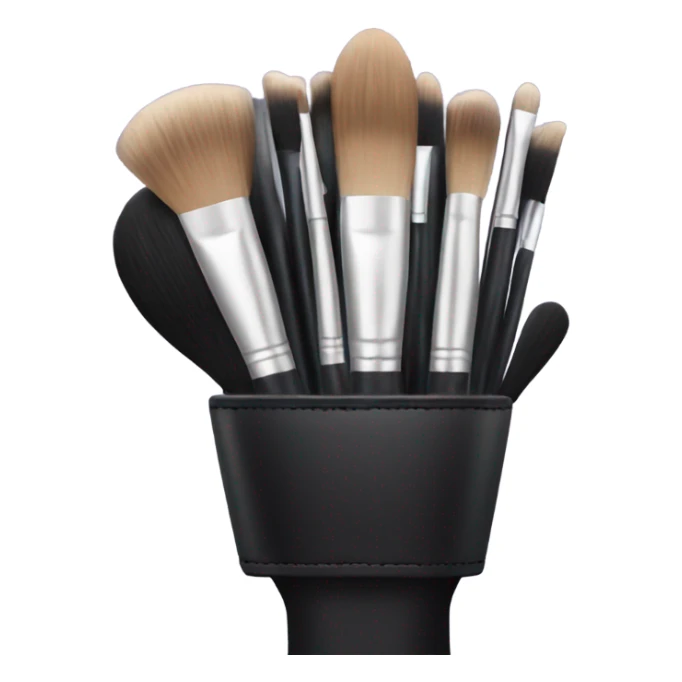 hand in black glove holding makeup brushes sticker