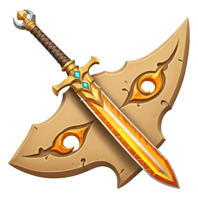desert sand sword object icon, curved scimitar blade, sand-carved patterns, glowing amber runes, sandy aura around edge, fantasy desert weapon, 3D cartoon, mobile game icon style, centered, clean background, no text, no watermark
 sticker