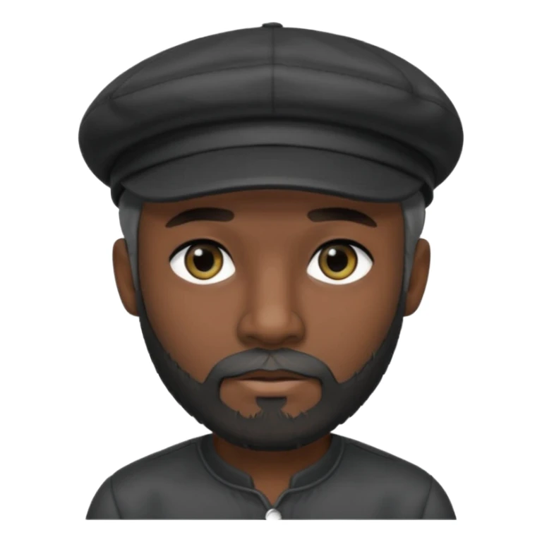 Man with a dark grey beard and a black newsboy cap. He is wearing a black mesh shirt. He has dark black eyeliner  sticker