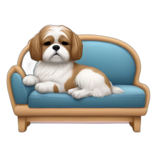 Human woman and shih tzu dog sleeping on couch sticker