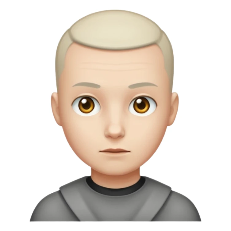 Buzz cut emoji not smiling and white skin color sticker