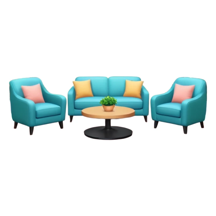 Morning entertainment TV studio, cozy talk show set with armchairs and couch with people, LED screen behind, warm pastel colors, green and blue lighting panels, festive decorations, friendly daytime TV atmosphere, realistic broadcast studio, no branding. sticker