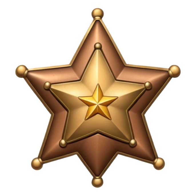 sheriff badge with small star in center, bronze color sticker