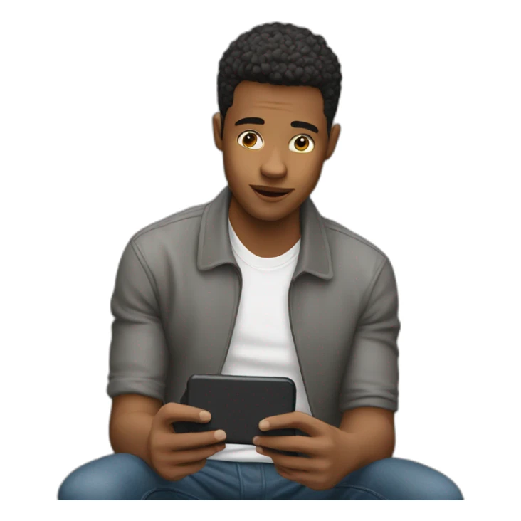 young man watching with his phone sticker