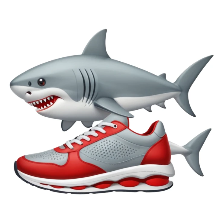 tiburón con patas y zapatillas rojas
 sticker