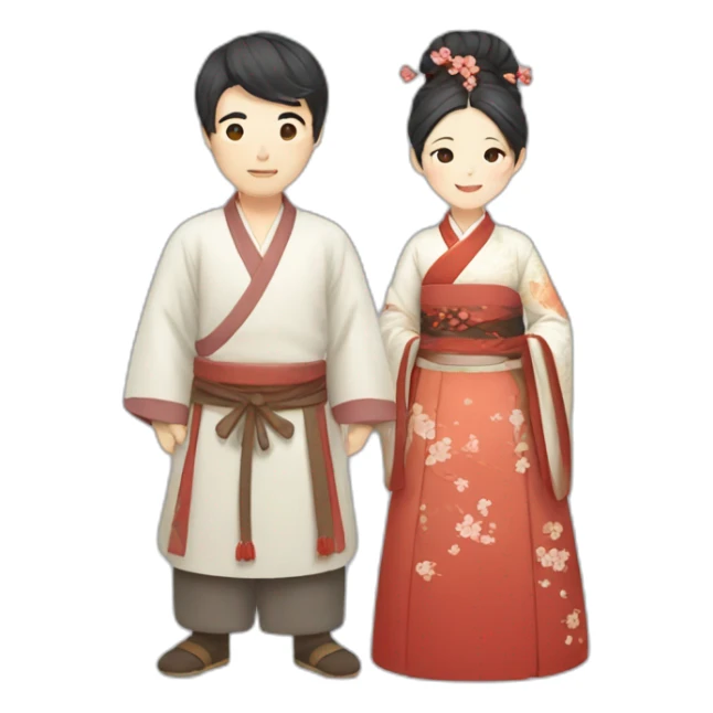 man and woman in Hanfu sticker
