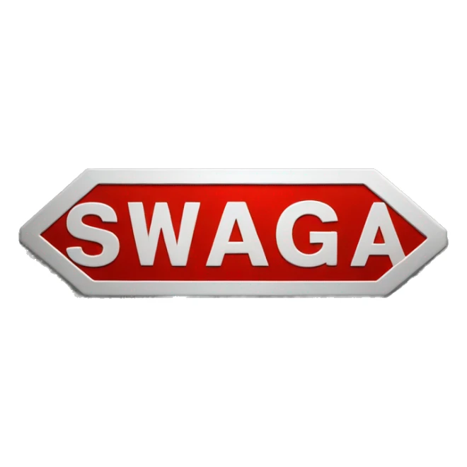 a red metallic street sign warning about "SWAG" sticker
