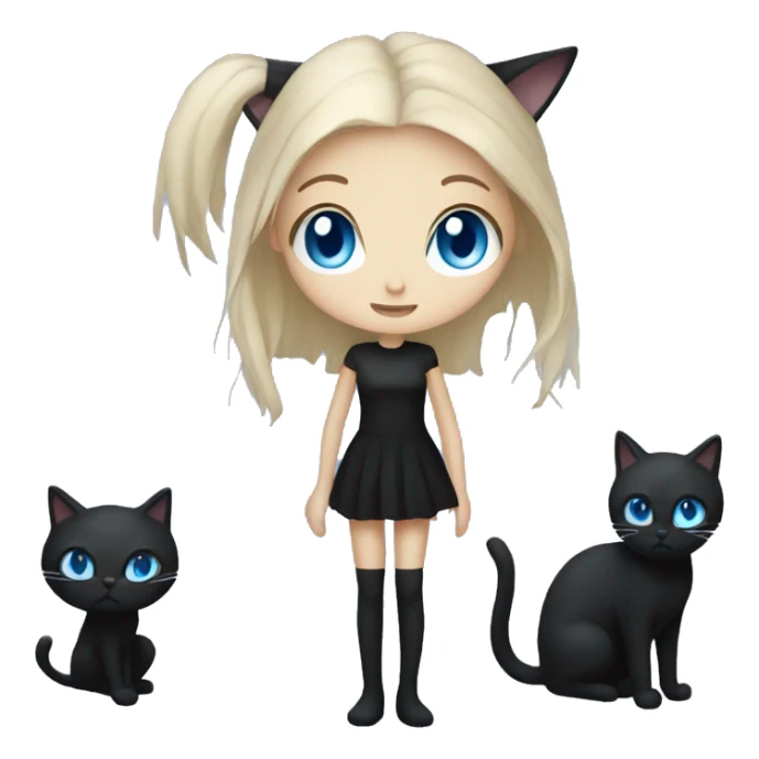 spooky girl with blue eyes and black cat sticker