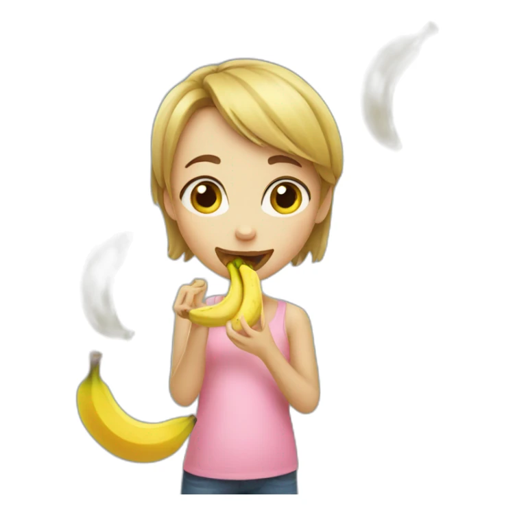 Girl eating a banana sticker