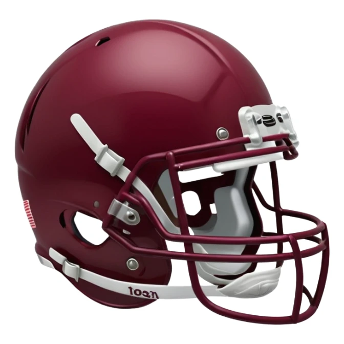 College football player helmet in maroon color remove jersey sticker