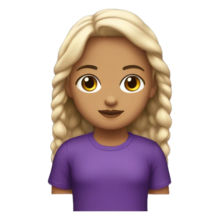 Niña con pelo negro, un poco rizado, playera morada, ojos cafés  sticker