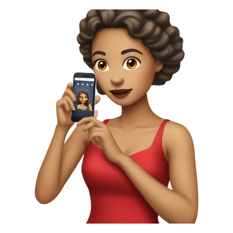 a light skin girl in red dress hold phone sticker