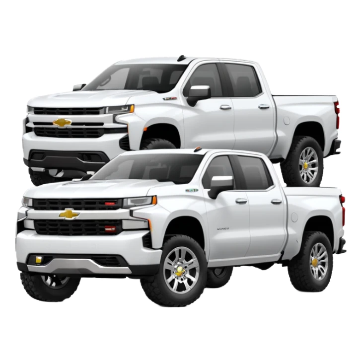 2021 White Chevrolet Silverado crew cab with tinted windows on chrome rims sticker