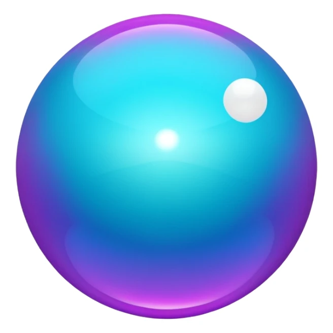 Magic glowing neon-Cyan-purple-gradient iridescent exotic magical glossy glassy 8-ball sticker