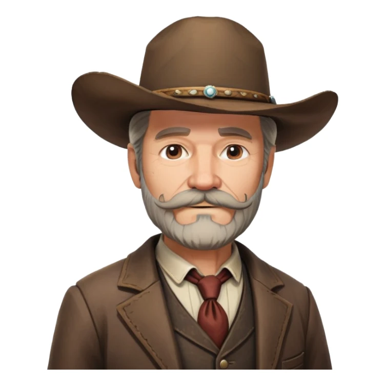 Dutch van der Linde from Red Dead Redemption 2, older man with mustache and beard, cowboy hat, suit sticker