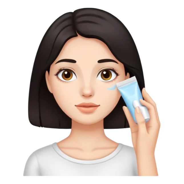 Girl with dark hair doing skincare sticker