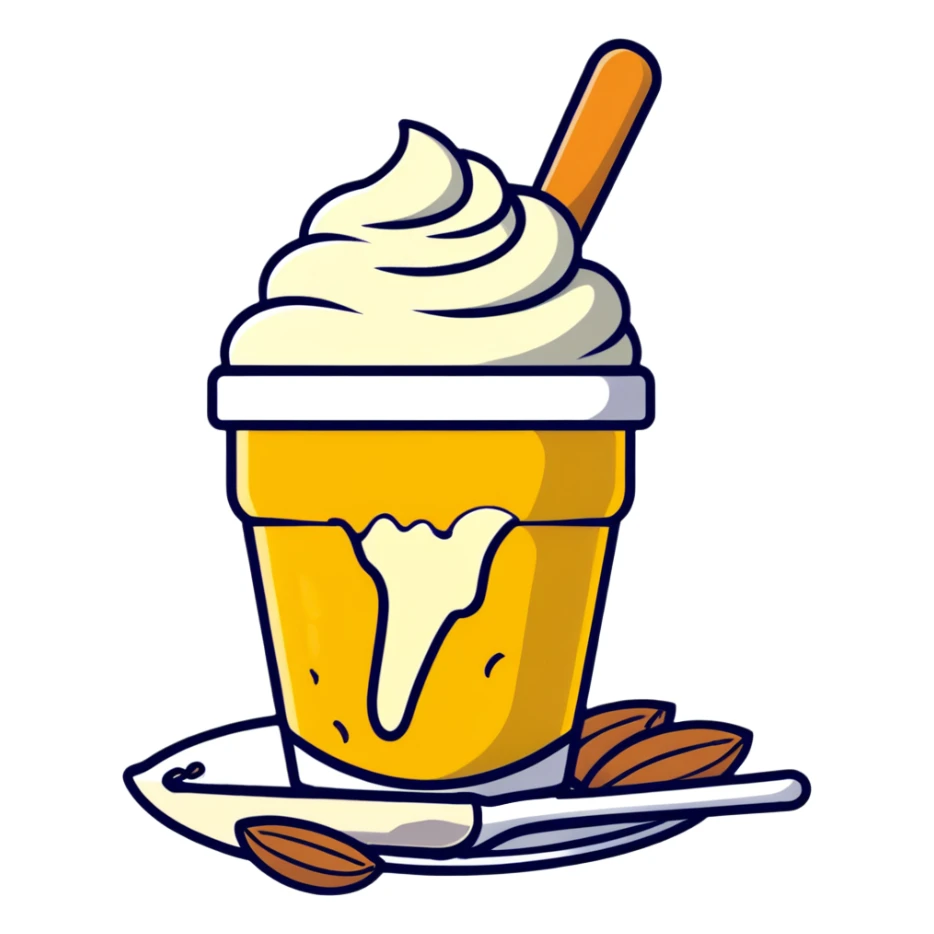 A single large white bone, clearly visible and dominant in the center, glowing with light. Around it, but not touching, are smaller floating items: a cup of yogurt, a small pile of shredded cheese, several almonds, and sesame seeds. sticker