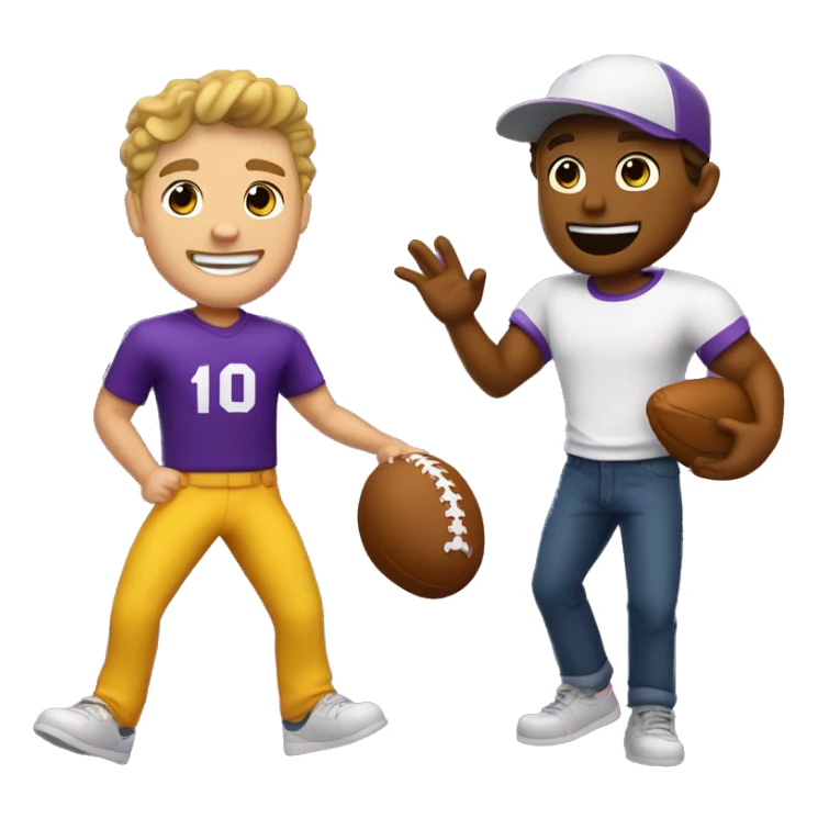 The model Dylan Tides using an eggplant to play catch with the model Lane Colten sticker