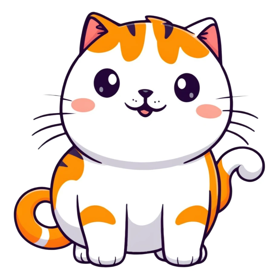 adorable plump orange cat, complete body sticker