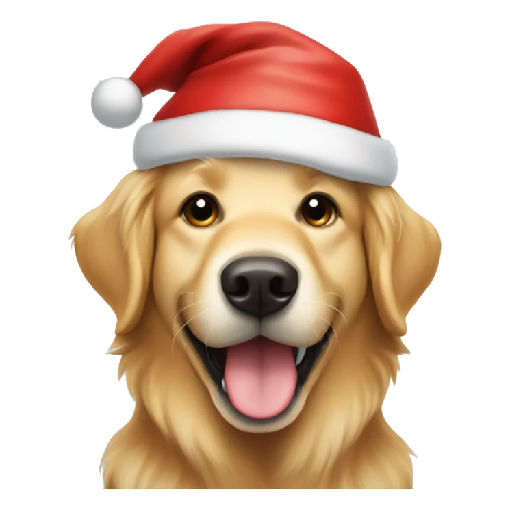 Golden retriever wearing a Santa hat smiling sticker