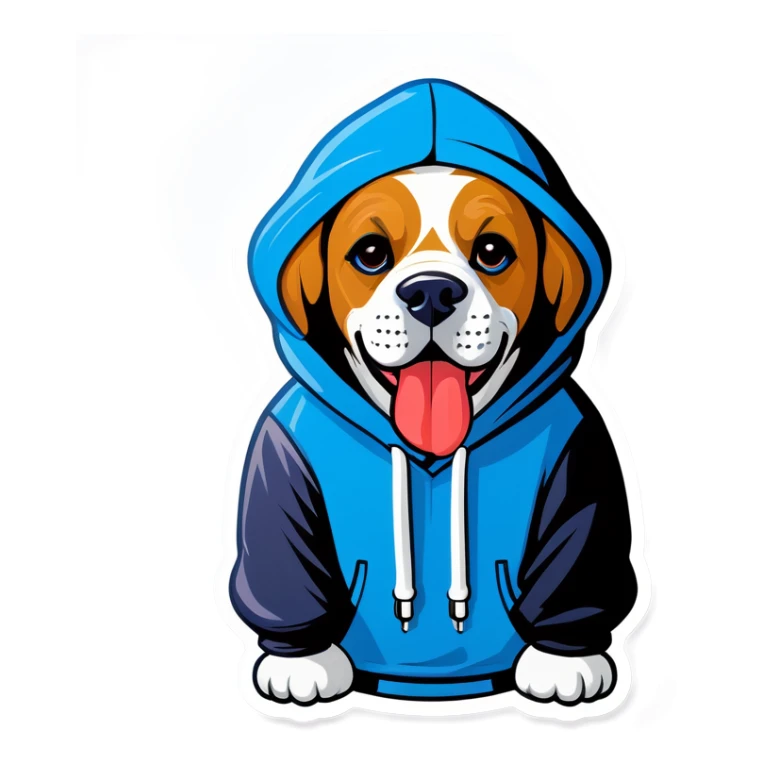 dog wearing a hodie sticker