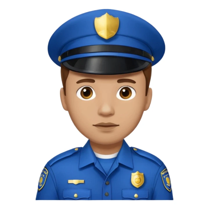Police man wearing Blue uniform with hair sticker