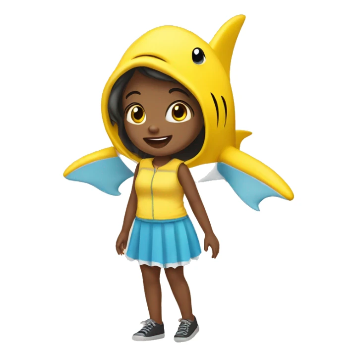 Girl with a yellow baby shark co costume  sticker