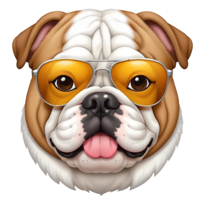 All White English Bulldog, sunglasses sticker