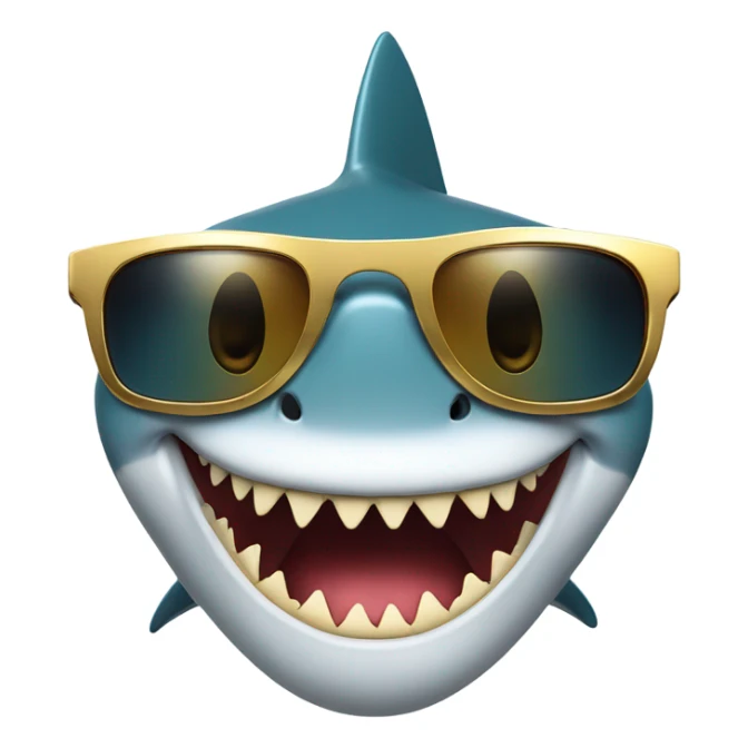 shark smiling with gold chain and sun glasses sticker