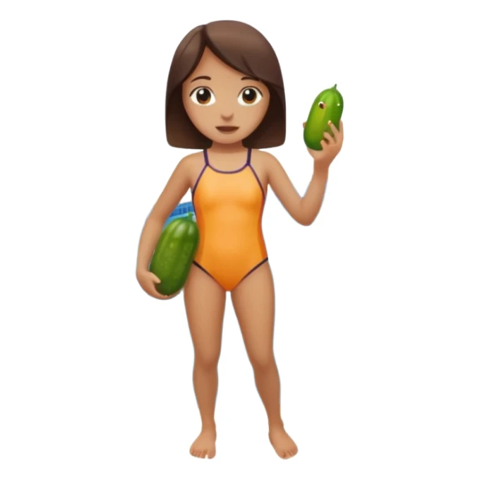 Girl pickle beside swimming pool sticker