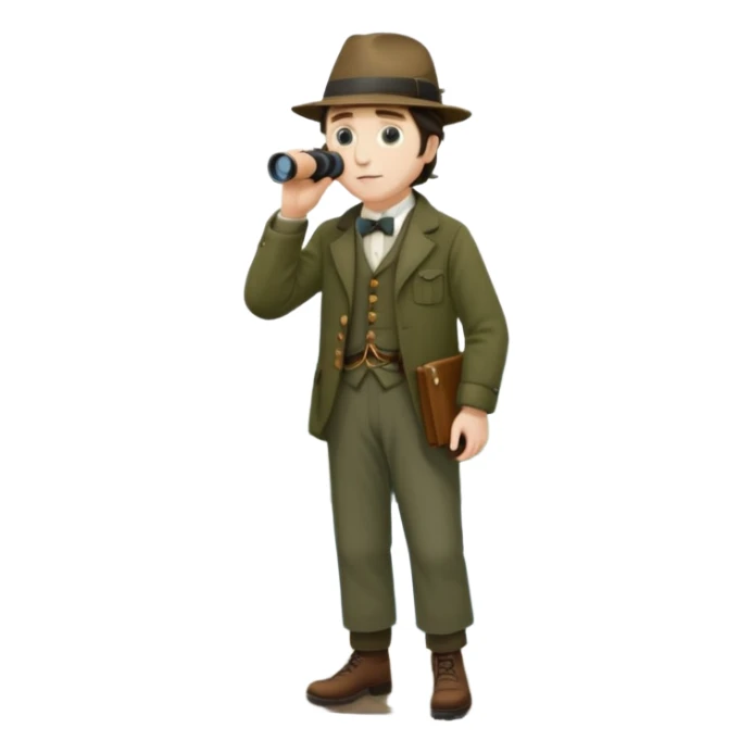 henry David thoreau full body birdwatching with binoculars sticker