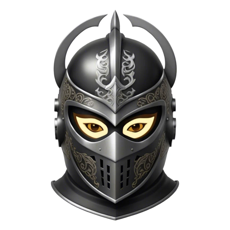 A masked man knight with intricate black engravings on his steel helmet, eyes glowing with fury sticker