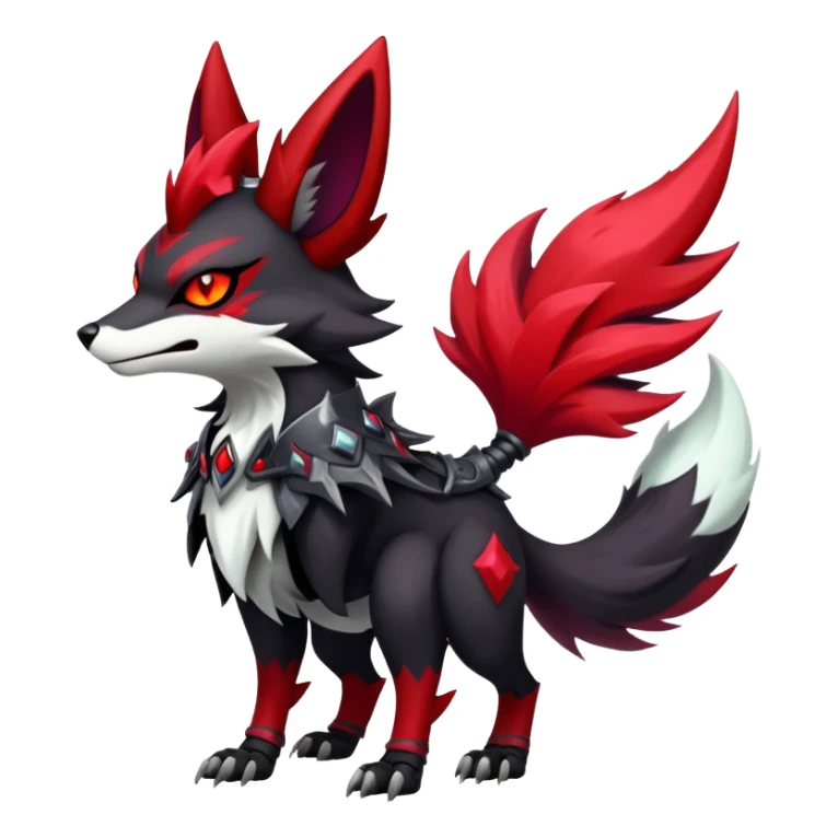 Shiny Exotic Gothic Badass Anthropomorphic Delphox-Zoroark-Zangoose-hybrid-creature sticker