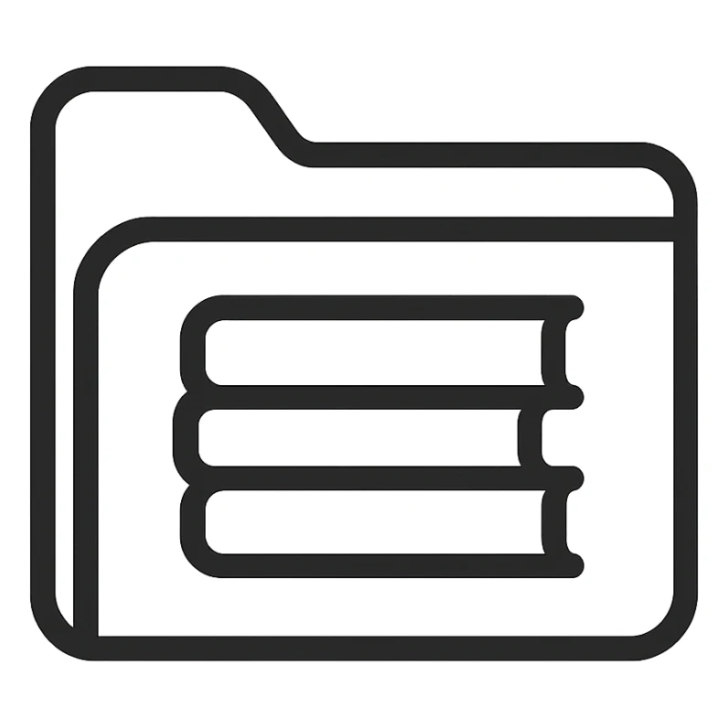 simple modern folder icon for 'school', no gradient, symbol of a stack of books, clear lines, neutral colors sticker