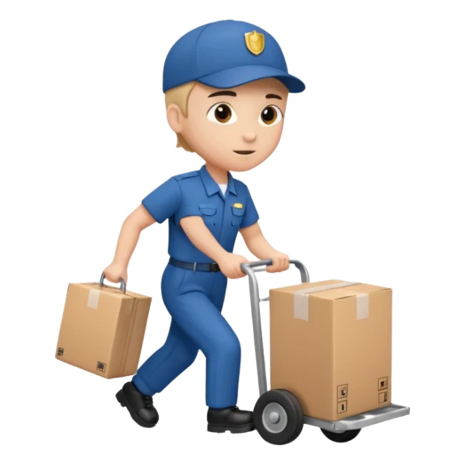 Foot courier with hand truck,Delivery Crew sticker