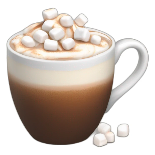 white mug of hot chocolate with mini marshmallows and whipped cream sticker