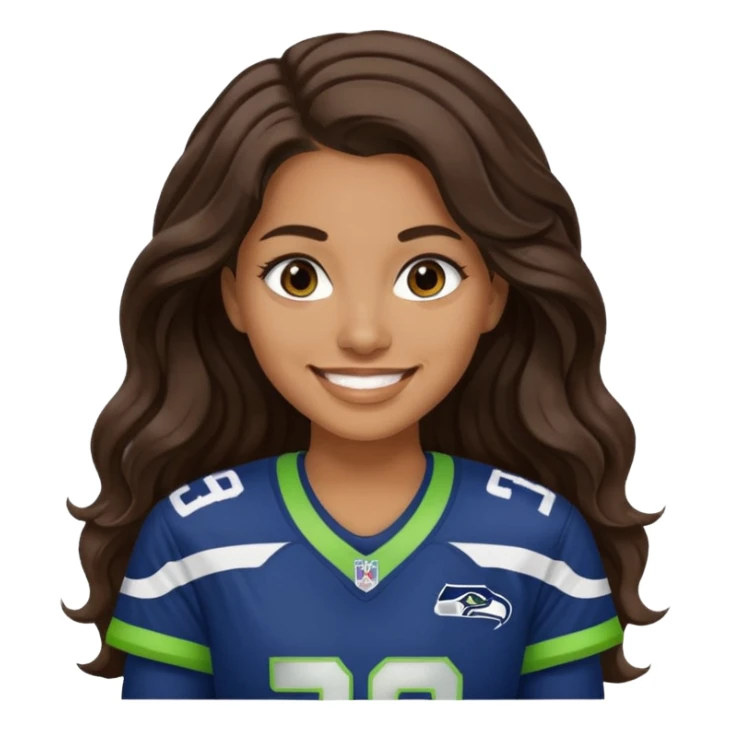 Long wavy Dark brown hair seahawks fan female sticker