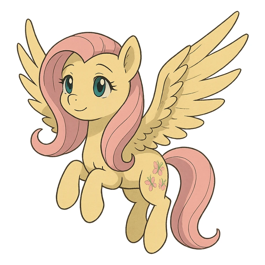 Fluttershy flying with wings spread in Ghibli style sticker