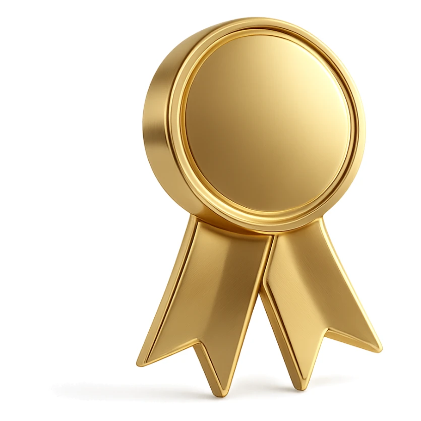 minimal and clean ribbon award in white or silver, no text sticker