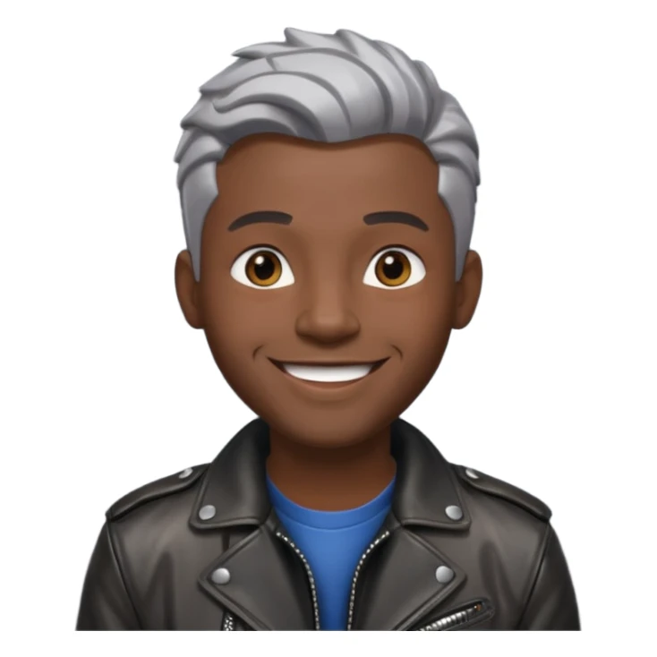 black man with metalic hair lether jacket sticker